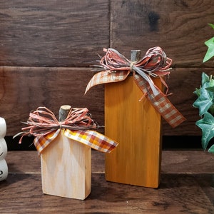 Wood Pumpkin Set of 2 Fall Decor Autumn Rustic Farmhouse Thanksgiving ...
