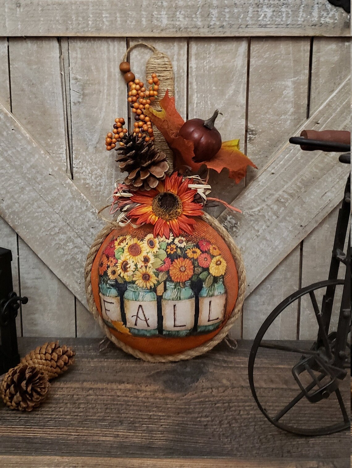 Metal Hanging Fall Decoration Pumpkin Autumn Fall Decor Etsy