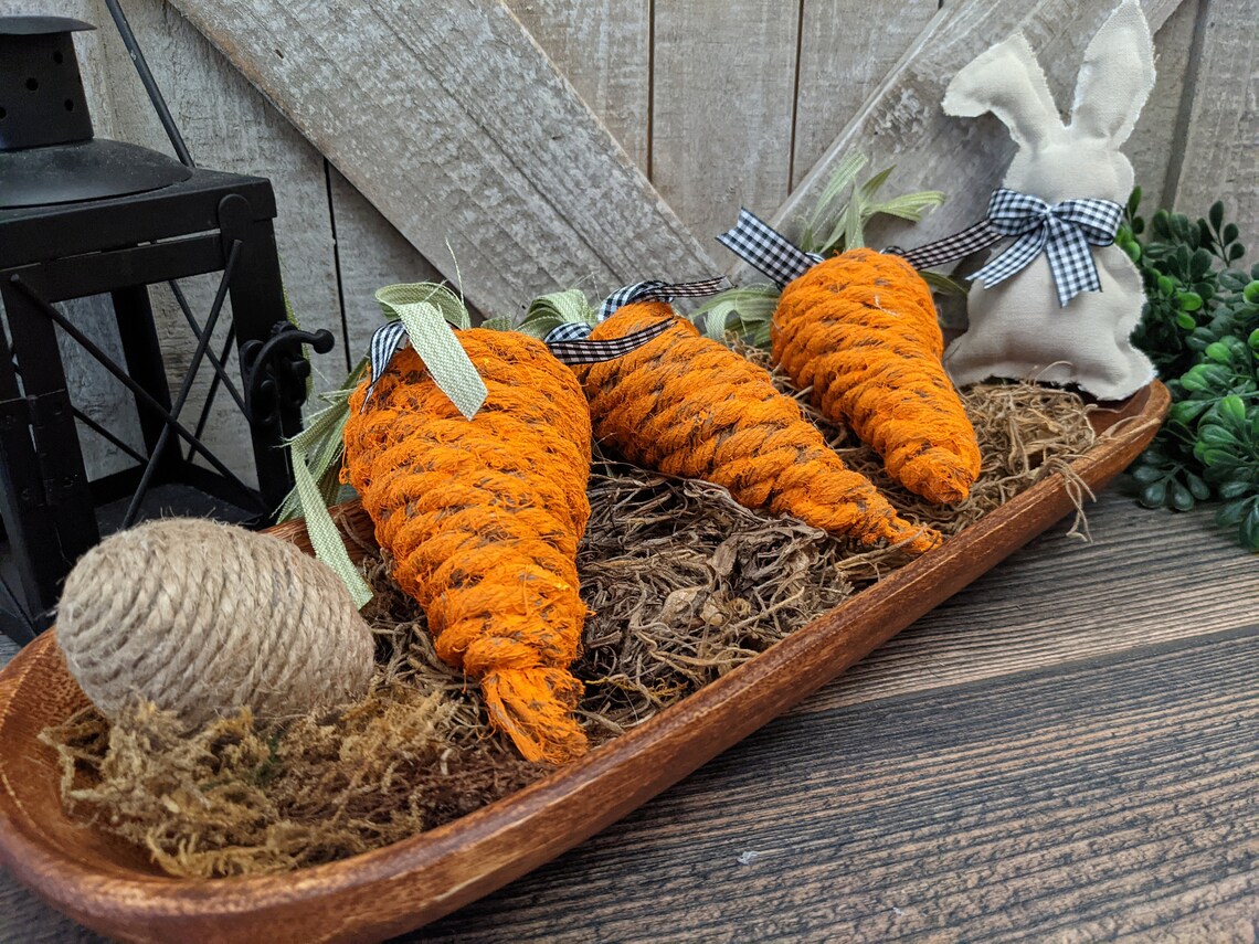 Rustic Rope Carrots Set of 3 Dough Bowl Basket Filler Shelf | Etsy