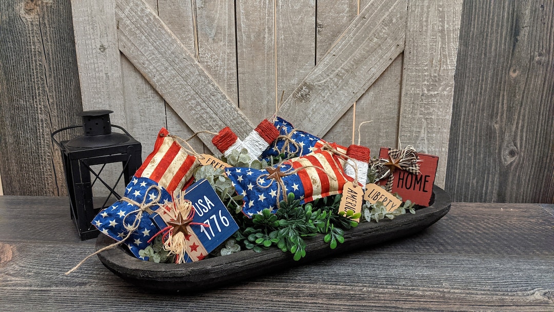 Chunful 3 Pezzi Decorazioni Tavolo 4 Luglio - Cartelli In Legno Patriottici USA, Bandiera Americana, Stella E Cuore, Fronte/Retro, Per Festa Dell'Indipendenza