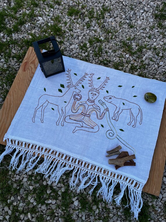Lord of the Woods - Altar Cloth / cloth for outdoors / outdoors altar / terrace and garden / Samhain Halloween gifts