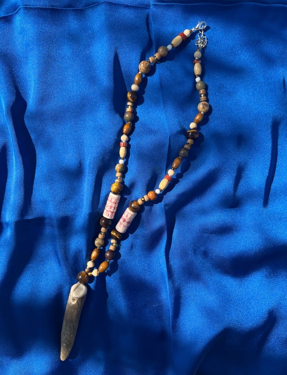 Voice of the Ancients / prehistoric deer pendant necklace / natural gemstone necklace / witchcraft pendant / pagan jewelry / adjustable