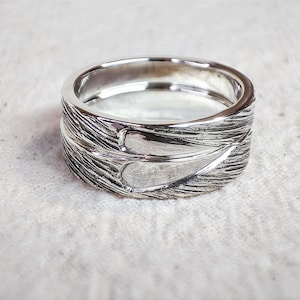 Textured Heart Wedding Ring Set, handmade from recycled sterling silver, handmade in Scotland.