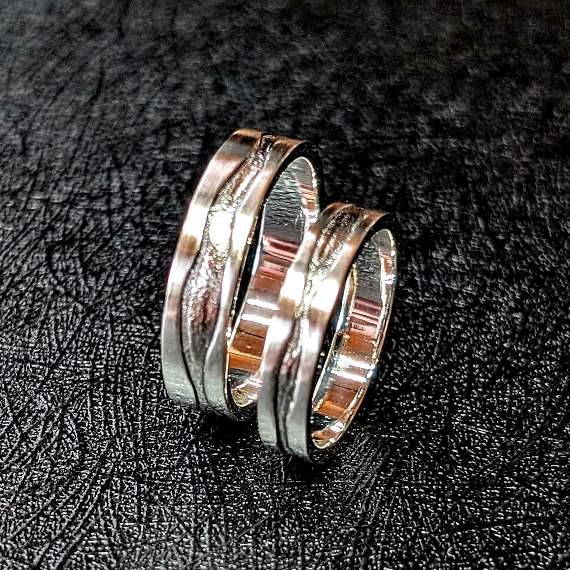 River Set Rings Scottish River Wedding Band Set, Handmade Rings, Made With Recycled ...