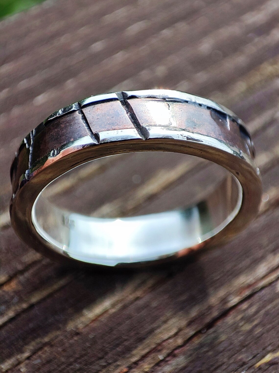 Mens Silver and Copper Wedding Ring Anniversary Ring Etsy