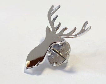 Sterling Silver Tie Pin, stag head tie pin, stag silhouette tie pin, silver tie pin, hand made tie pin, made in Scotland