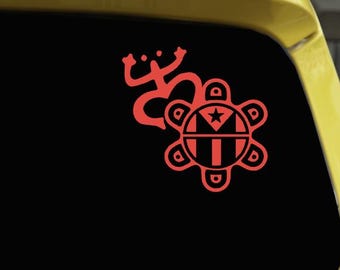 Puerto Rican Coqui Vinyl Sticker, Taíno Sun Car Decal