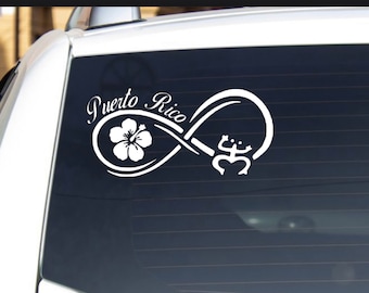 Puerto Rico Car Decal, Coqui, Maga Flower, Infinity Symbol