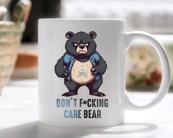 Grumpy Care Bear Coffee Mug, Sarcastic Funny Work Cup