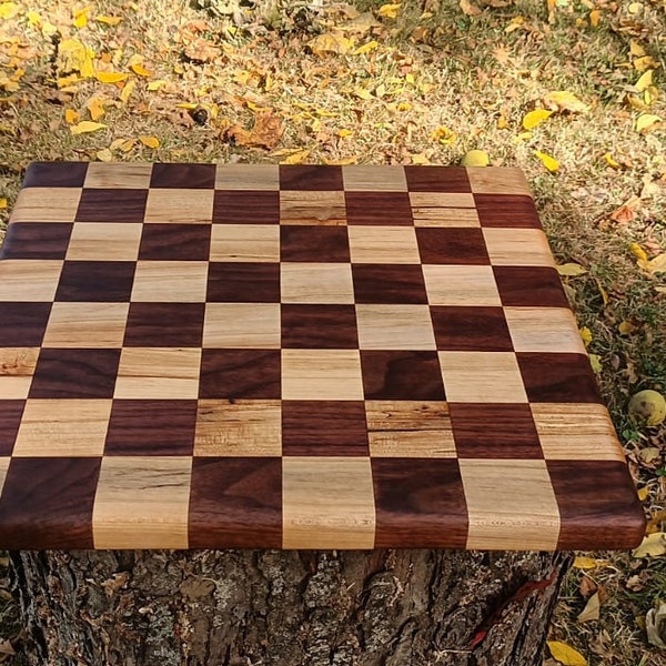Chessboard - Maple and Walnut hand made from local deadfall