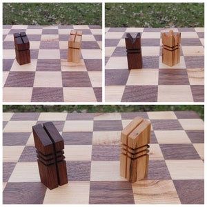 Chess Pieces - Maple and Walnut hand made from local deadfall *pieces only, board not included