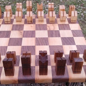Chessboard w/ Chess Pieces - Maple and Walnut hand made from local deadfall