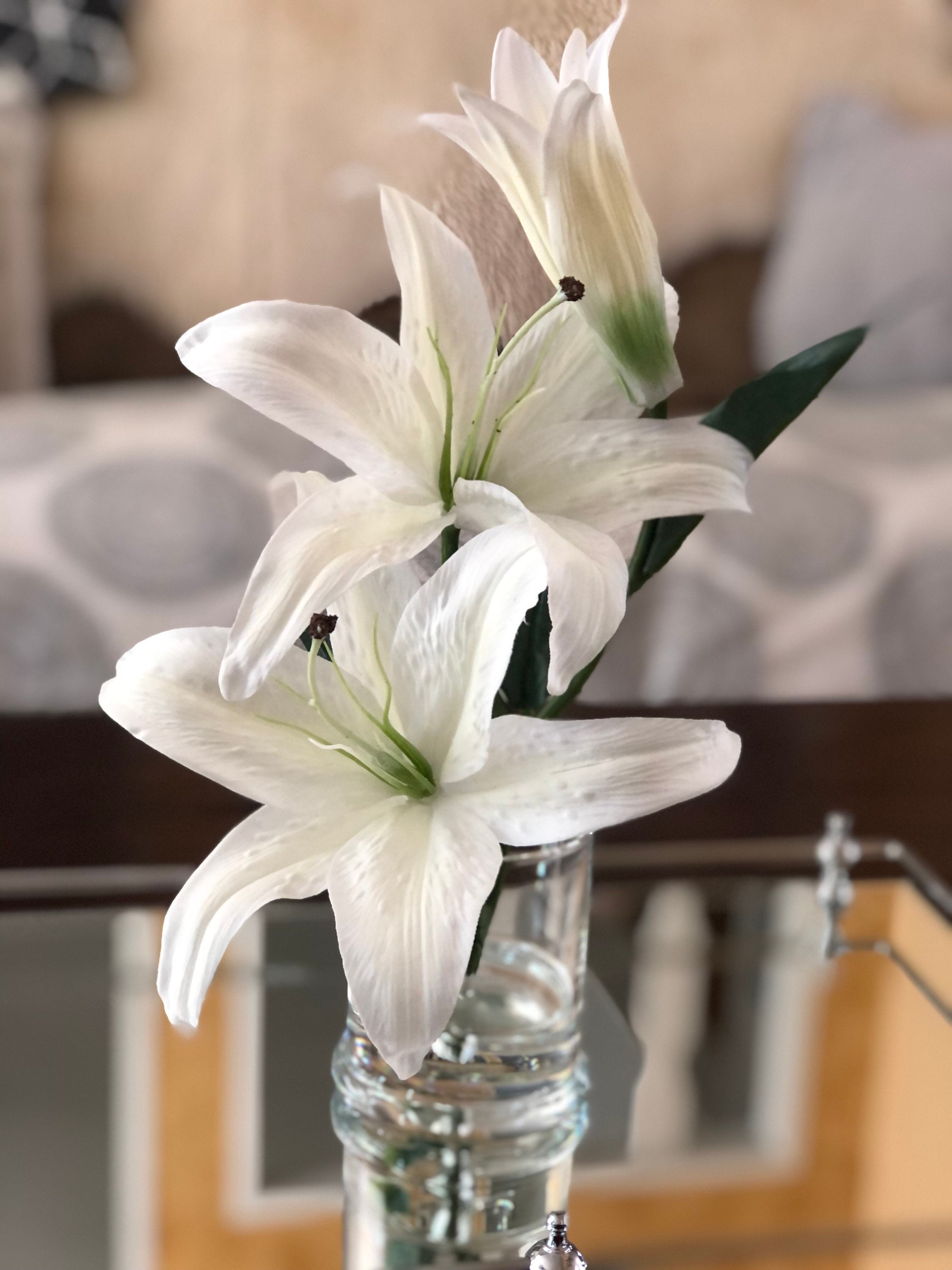 Real Touch White Lily Floral Arrangement Floral Arrangement Etsy