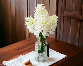 Single Silk white hyacinth floral arrangement, Spring flowers in water, White Arrangement