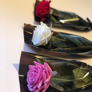 Single Stem Real Touch Rose, Realistic Rose, Anniversary Rose Black Sleeve