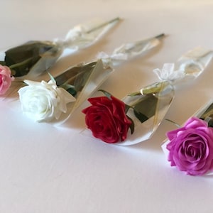 Single Stem Rose| Real Touch Wrapped Rose| Realistic Rose White Sleeve| Rose Gift