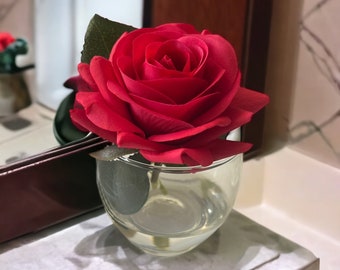 Single Real Touch Red Rose, Valentines Rose, Rose in Permanent Water, Anniversary Rose, Wedding Decor / Gifts