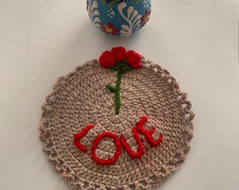 HÄKELANLEITUNG - Herz Untersetzer, Einfaches Häkelmuster, Herz häkeln, Valentinstag häkeln, Valentinstag, Häkelmuster, Pdf-Muster,