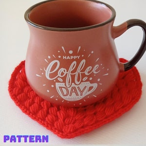 CROCHET PATTERN - Heart Coaster, Crochet Heart, Crochet Coaster, Heart Pattern, Valentine&#39;s Day, Coaster Pattern, Housewarming Gift, Heart
