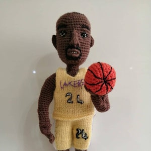Handmade Kobe Bryant Doll, Kobe Toy, Black Mamba Knitting Doll, Basketball Figure, Nba Gift, Lakers Figure, Los Angeles Lakers, Sports Doll