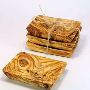 Set 3 Soap Dishes made Olive Wood