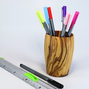 Porte-stylo en bois en bois d’olivier tunisien | | de tasse à crayon Porte-stylo