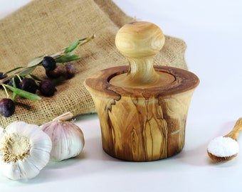 Natural olive wood Mortar and Pestle/Garilc press/spice