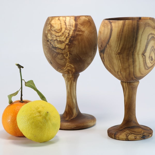 Ensemble de 2 gobelets en bois en bois d’olive tunisien, verre à boire en bois