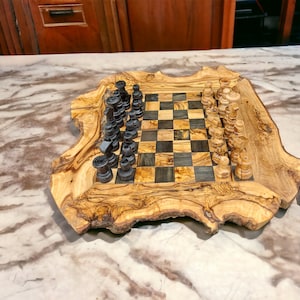 Wood Chess Set Handmade of Olive Wood, Antique Chess, Christmas Gift, Unique gift (FREE Personalization)