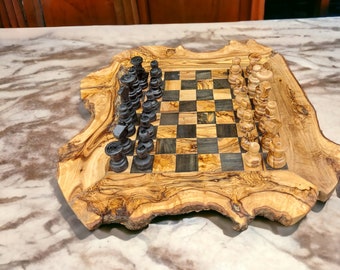 Wood Chess Set Handmade of Olive Wood, Antique Chess, Christmas Gift, Unique gift (FREE Personalization)