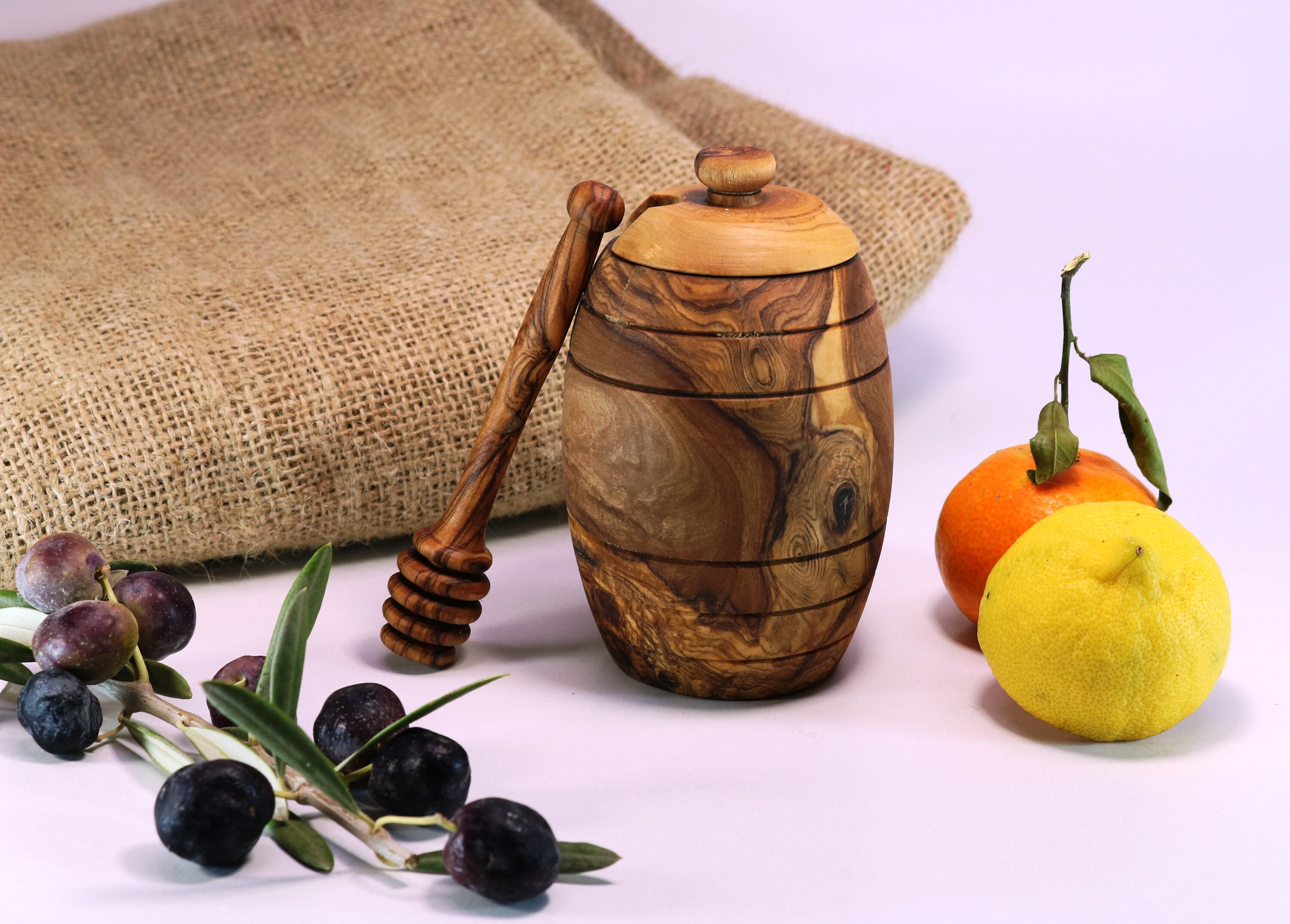 Olive Wood Honey Jar With Dipper Christmas Gift/mom Etsy