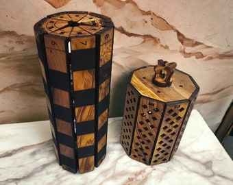 Faltbares Holz Schachspiel Handgemacht aus Olivenholz, Antikes Schach, Weihnachtsgeschenk, Einzigartiges Geschenk (KOSTENLOSE Personalisierung)