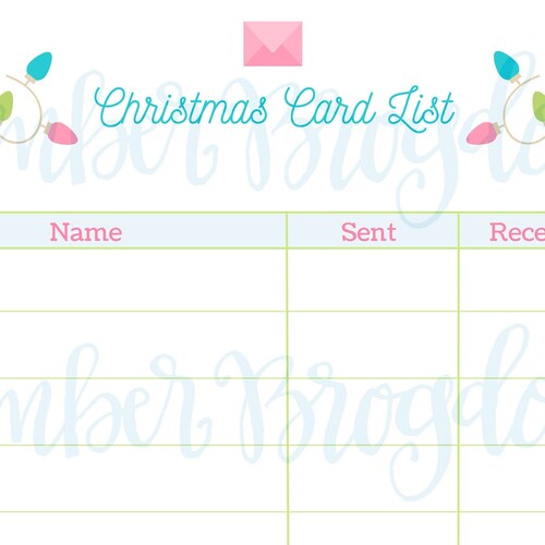 Christmas Card Tracker - Etsy
