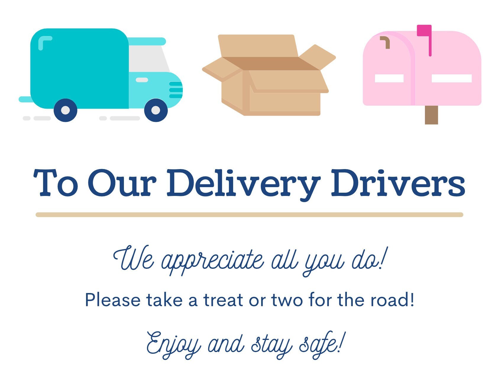 Delivery Driver Thank You Printable USPS UPS Fed-ex Mail - Etsy