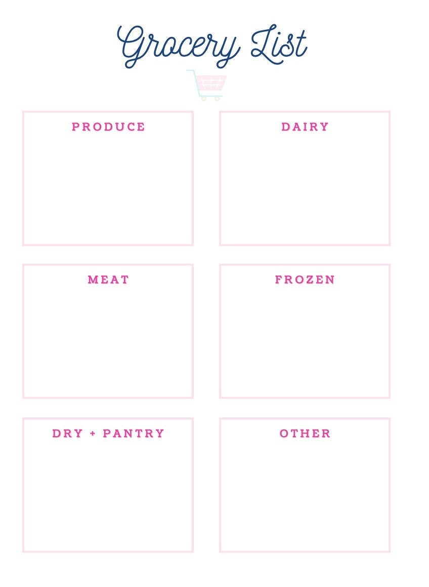 Grocery List Printable Food Shopping List Instant Download Printable ...