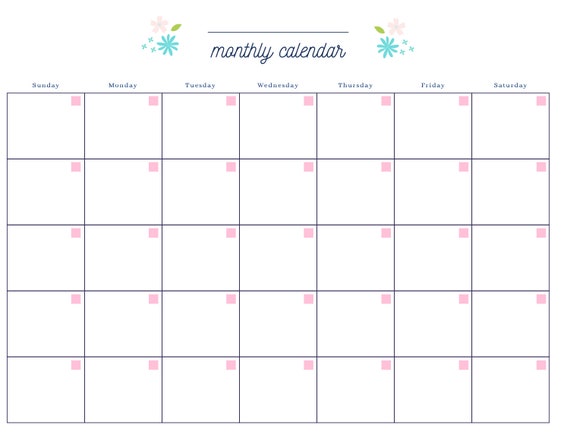 Perpetual Monthly Calendar Printable Undated Colorful Monthly Calendar Planner Template Organization for Busy Mom Women - Etsy