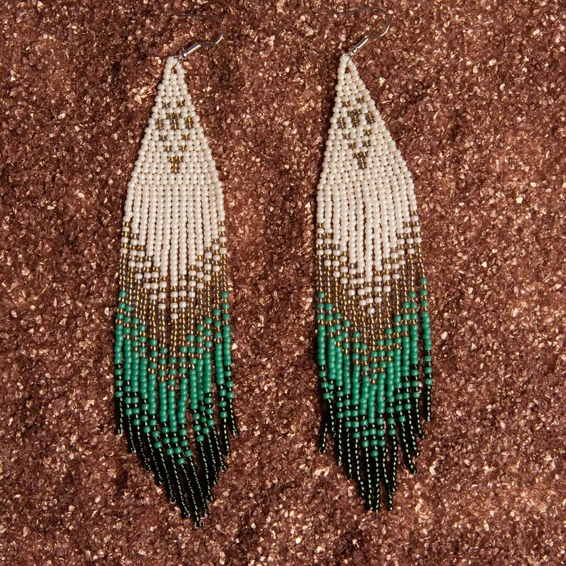 Extra long beaded earrings.