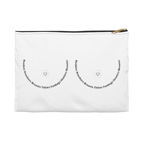 Boobies Knockers Breasts Titties Funbags Hooters Bosoms Heart Nipple Makeup Accessory Pouch Bag