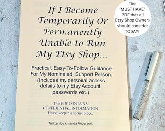 Etsy Shop Contingency Plan, Clear PDF Guide For Etsy Sellers (Digital Download)