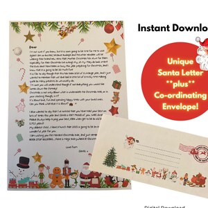Carta de Papá Noel con sobre, ÚNICA *Descarga digital* Carta de Papá Noel (x 2 PDF) Escasez de juguetes, Navidad con un presupuesto limitado, ¡Créalo!