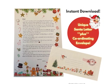 Carta personalizada para o Papai Noel com envelope do Polo Norte (download digital)