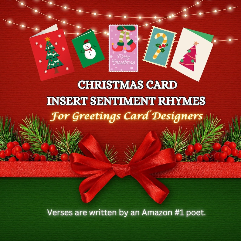 Christmas card sentiments bundle, digital collection of 20 rhyming verse inserts for card makers, Xmas card sentiments for graphic designers, greetings card producers.
