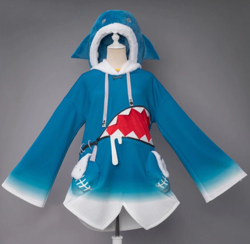 Hololive Vtuber Gawr Gura Sudadera Cosplay Disfraz Tiburón Hololive Vtuber Gawr Gura Sudadera Cosplay Disfraz Tiburón