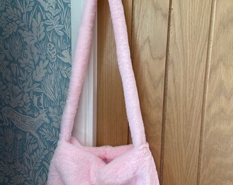 teddy faux fur cow shoulder bag