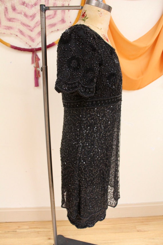 Vintage 1980s Little Black Sequin & Beaded Cockta… - image 6