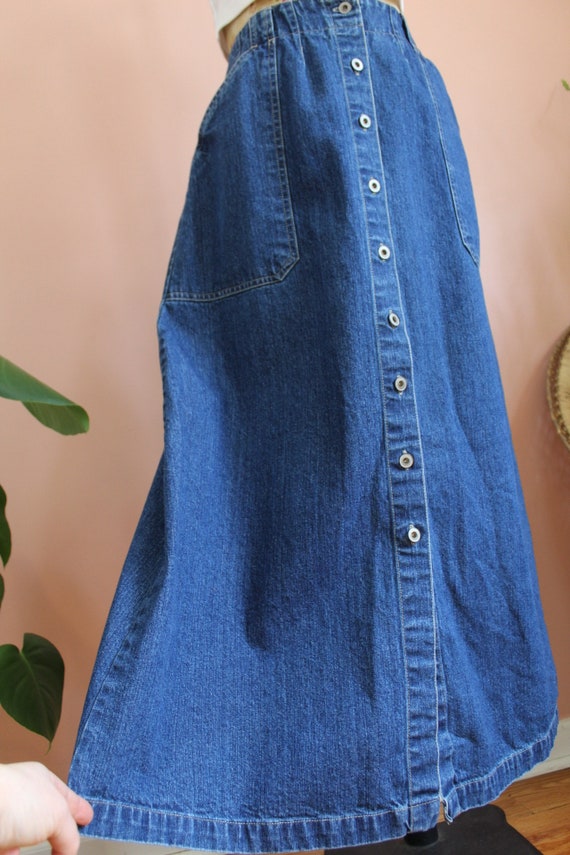 Vintage 1990s Long Denim Button Down Skirt- Size … - image 4