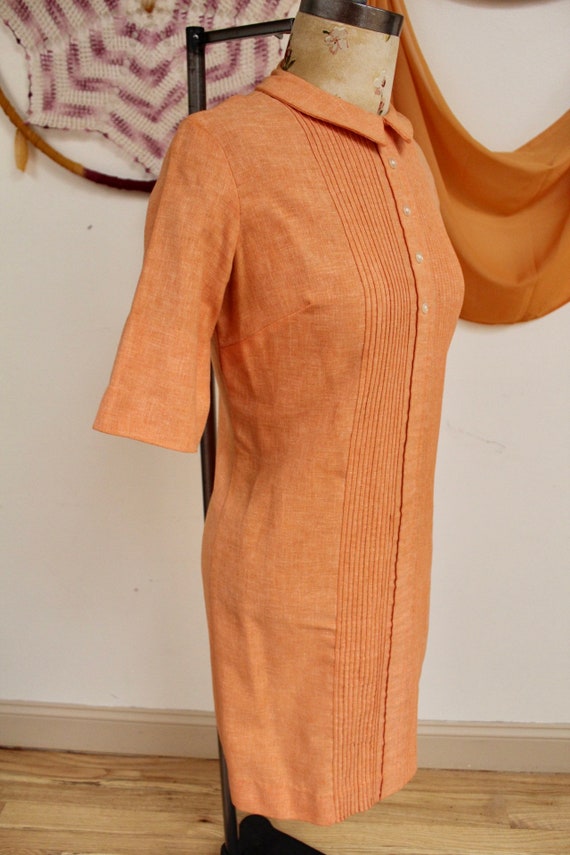 Vintage 1960s Orange Woven Shift Dress, Peter Pan… - image 3