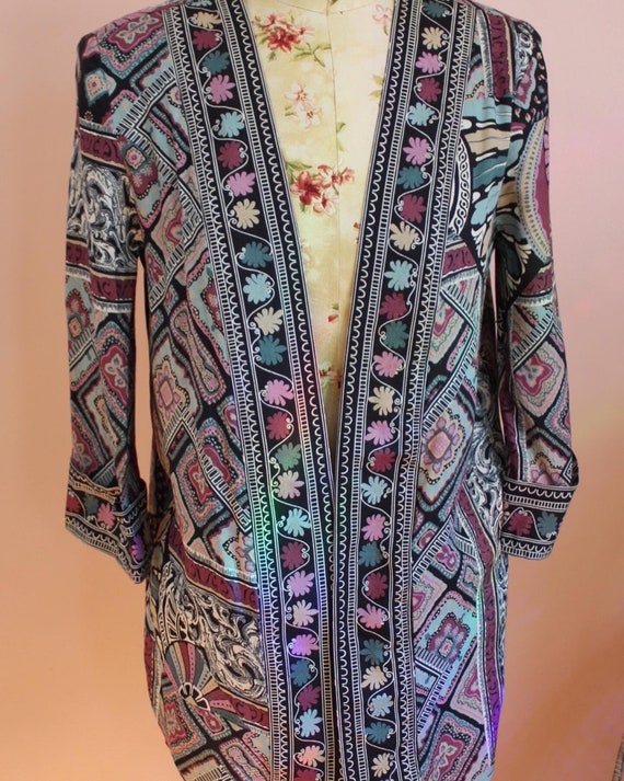 Vintage 1980s Abstract Printed Open Blazer/Cardiga