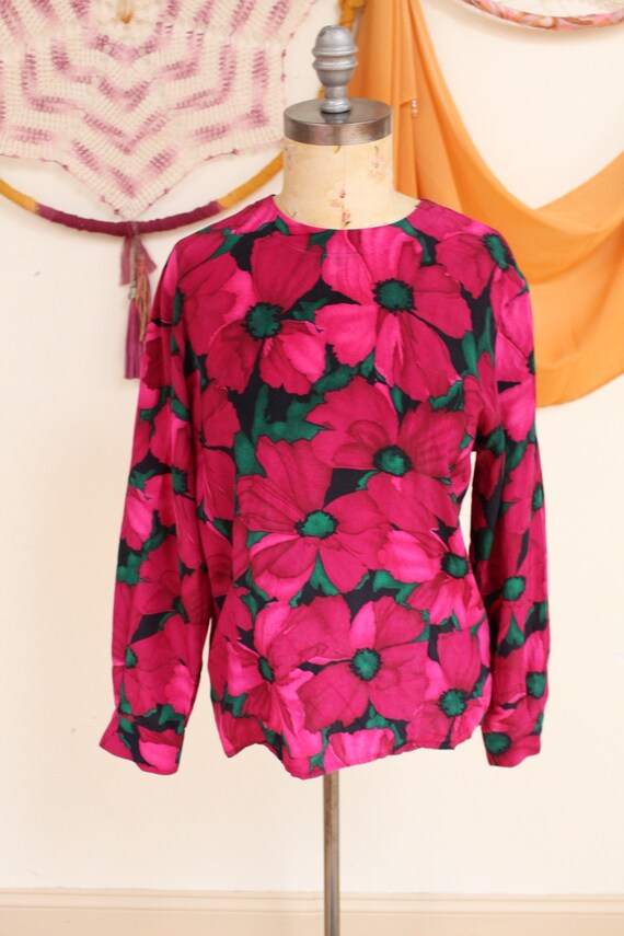 Vintage 1980s Jones New York Long Sleeve Floral P… - image 1