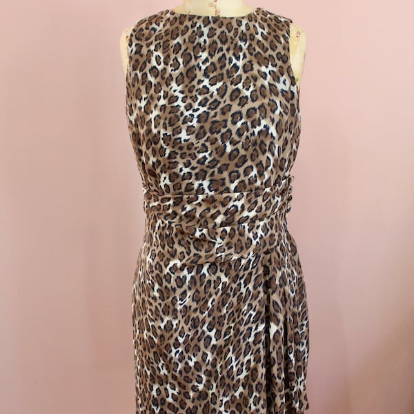 Vintage 1990s Leopard Printed Chiffon Wrap Skirt Dress - Size Small